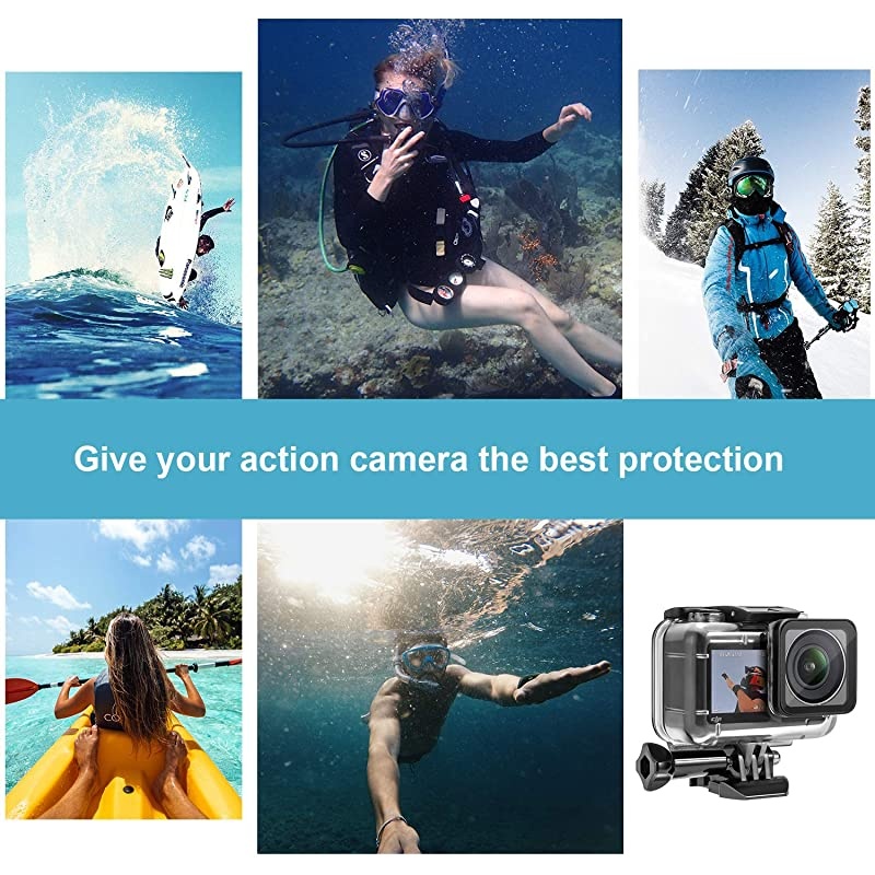 Waterproof Housing Case for DJI OSMO Action Camera 200FT61M Underwater Photography Hard Diving Protective Housing with 12pcs Anti Fog Inserts Accessories for DJI OSMO 4K Action Camera