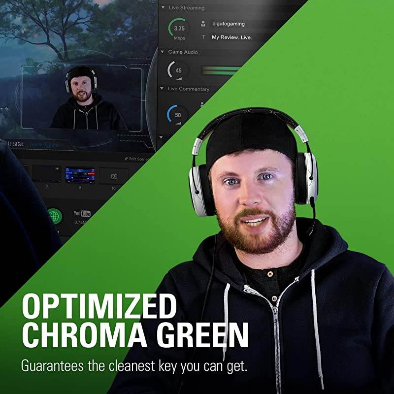 Green Screen MT - Mountable Chroma Key Panel for Background Removal, Auto-locking and Self-Rewinding, Wrinkle-Resistant Chroma-Green Fabric, Robust Metal Casing