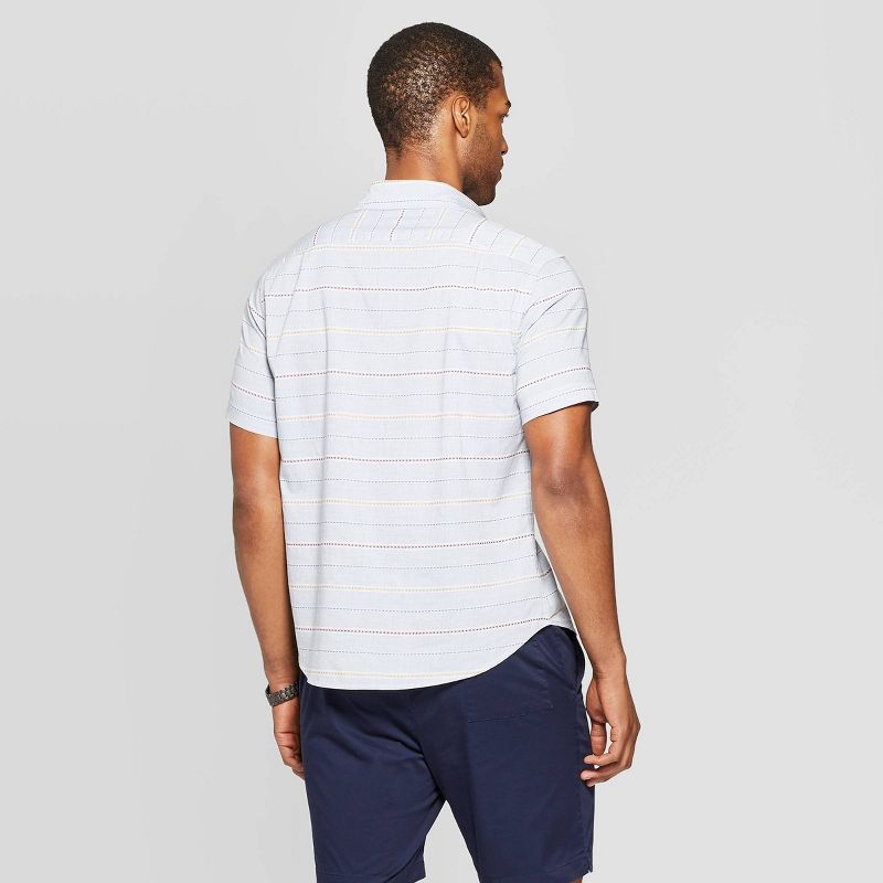 Men's Jacquard Short Sleeve Novelty Button-Down Shirt - Goodfellow & Co™ Horizon Blue S