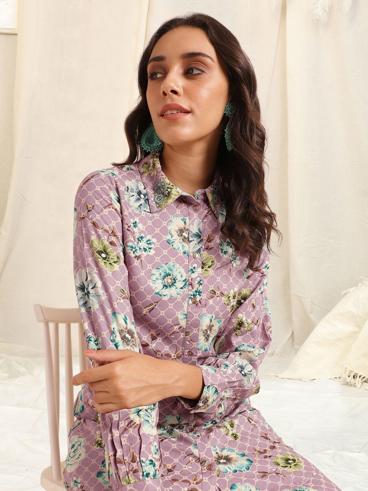 MIRCHI FASHION Purple Printed Shirt Pant Set