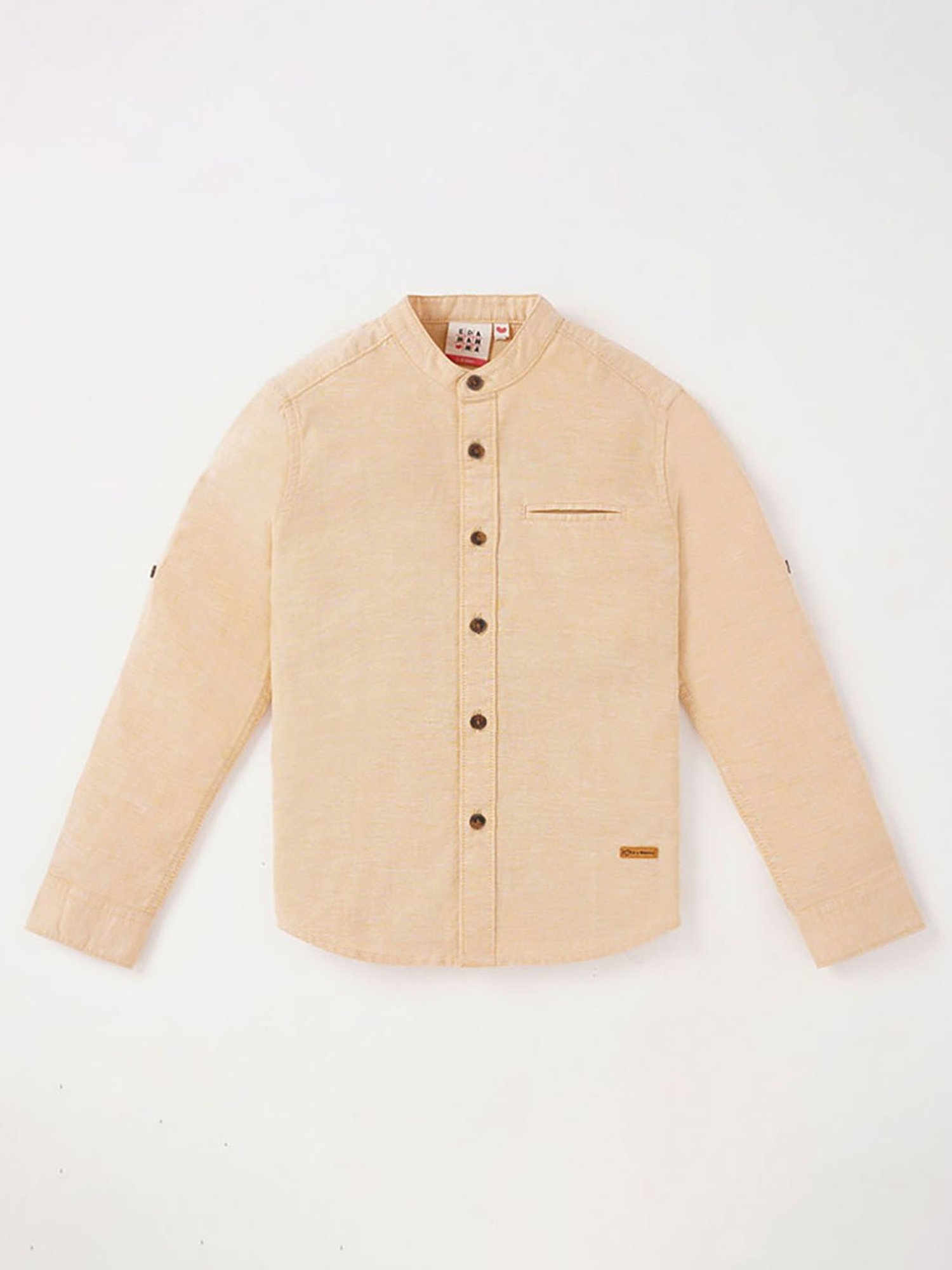 Ed-a-Mamma Kids Light Yellow Solid Full Sleeves Shirt