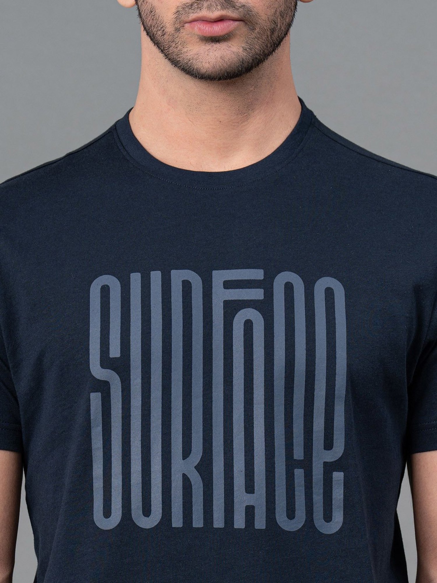 Red Tape Navy Regular Fit Graphic Print Cotton Crew T-Shirt