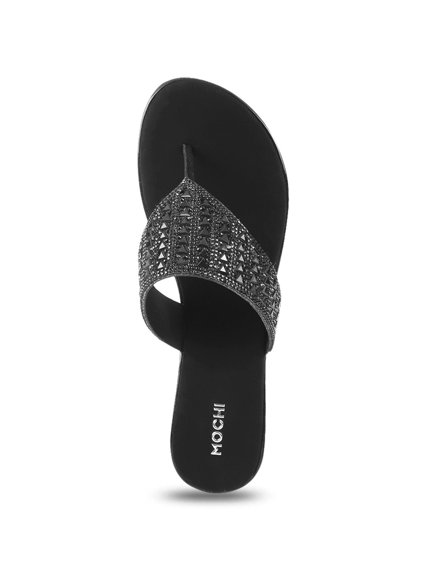 Mochi Women's Black Thong Wedges