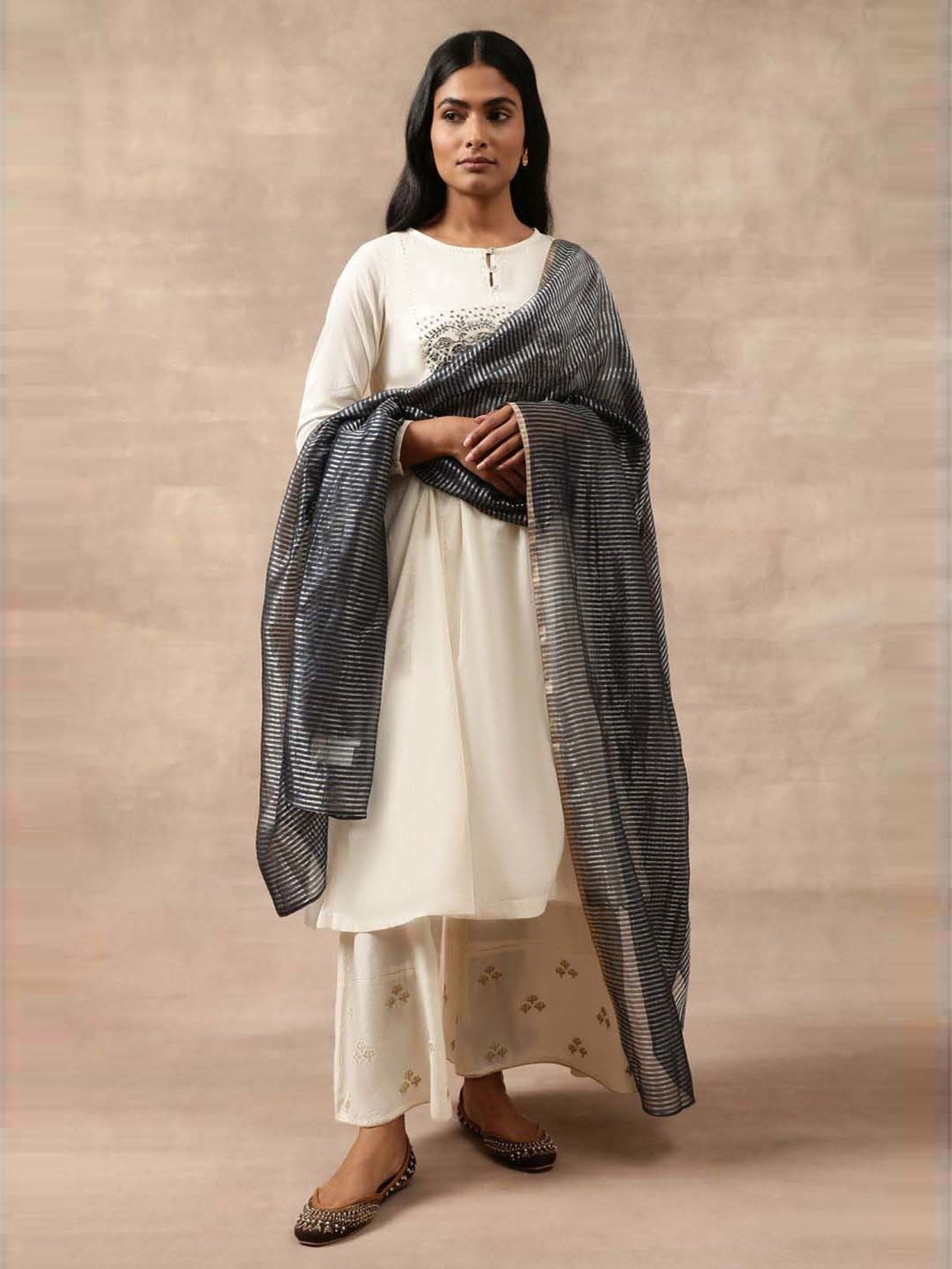 Folksong by W Blue Striped Dupatta