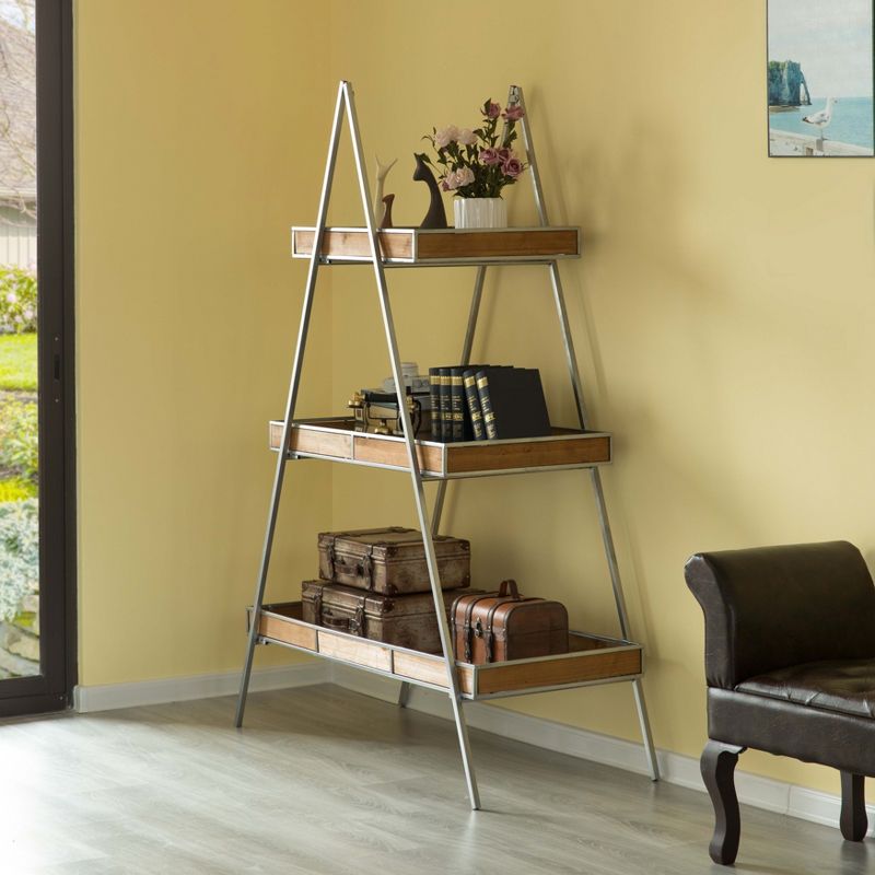 Vintiquewise Large Ladder Triangular 3 Tier Metal Display Shelving Server Rack