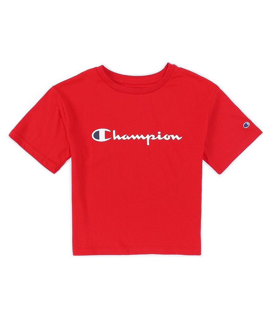 Champion Big Girls 7-16 Short-Sleeve Script Boxy Tee