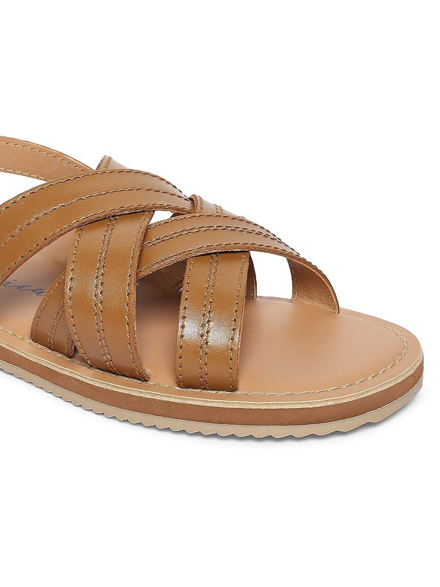 Aria Nica Kids Criss Cross Brown Cross Strap Sandals