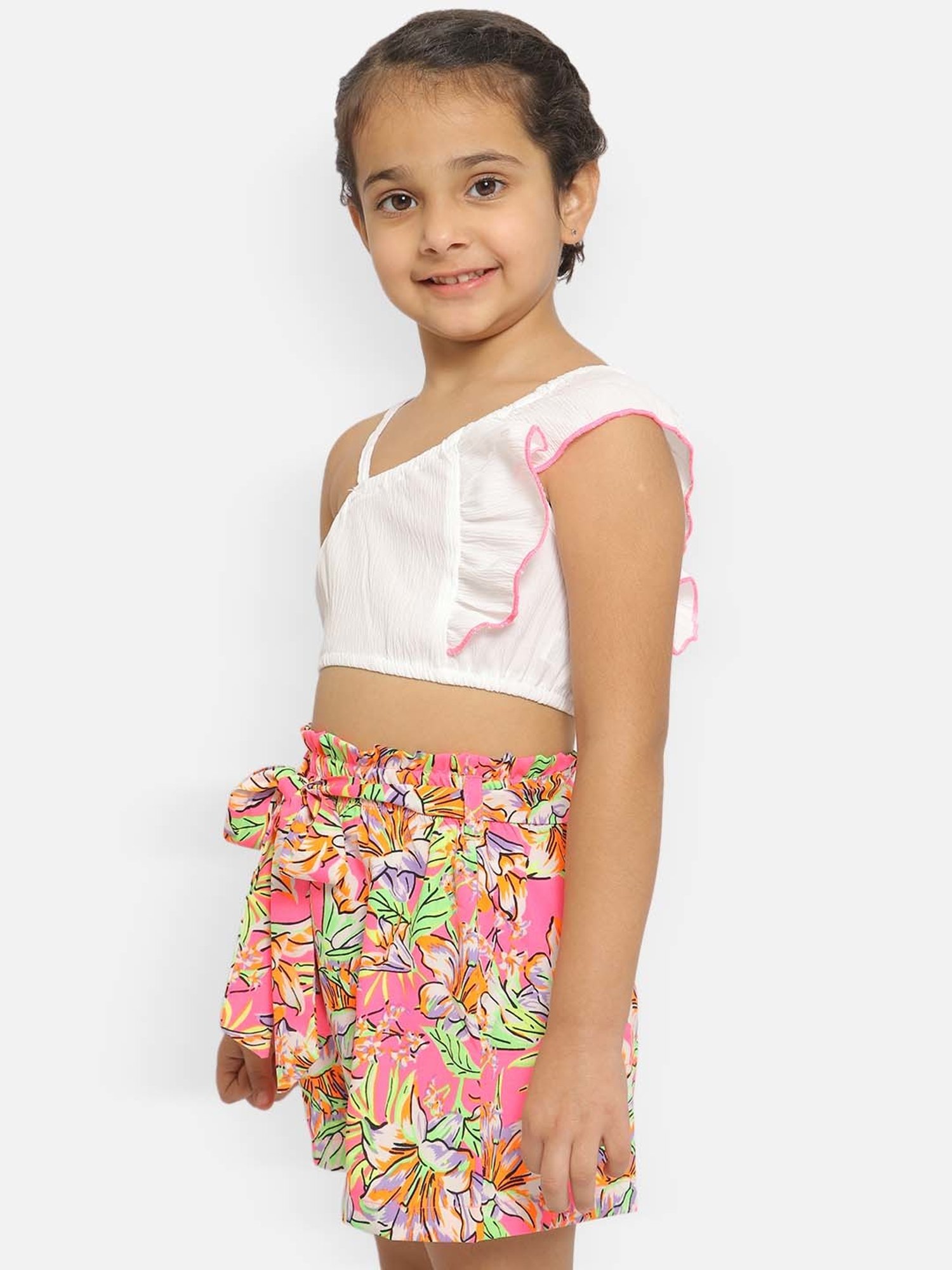 Nauti Nati Kids White Solid Top with Shorts