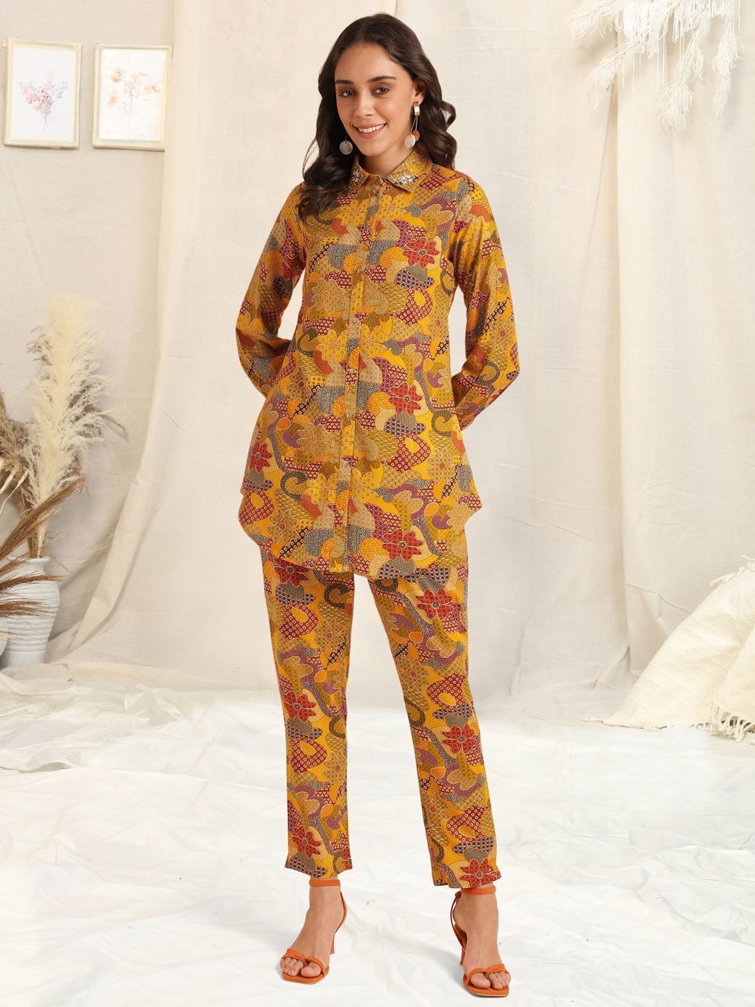 MIRCHI FASHION Brown Printed Shirt Pant Set