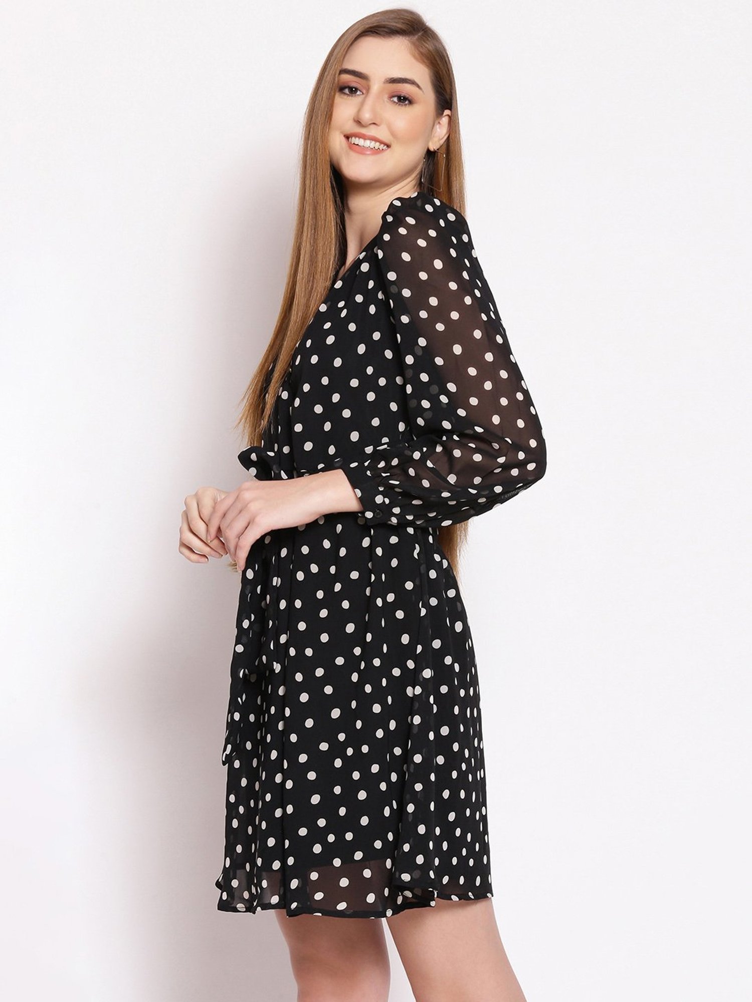 Oxolloxo Black Printed Wrap Dress