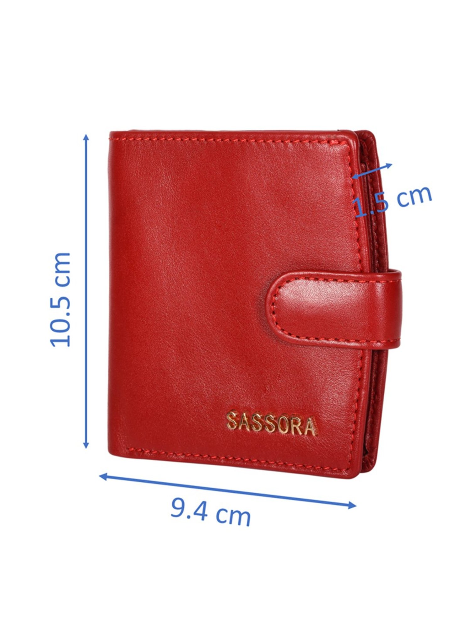 SASSORA Red Solid Rfid Bi-Fold Wallet for Women