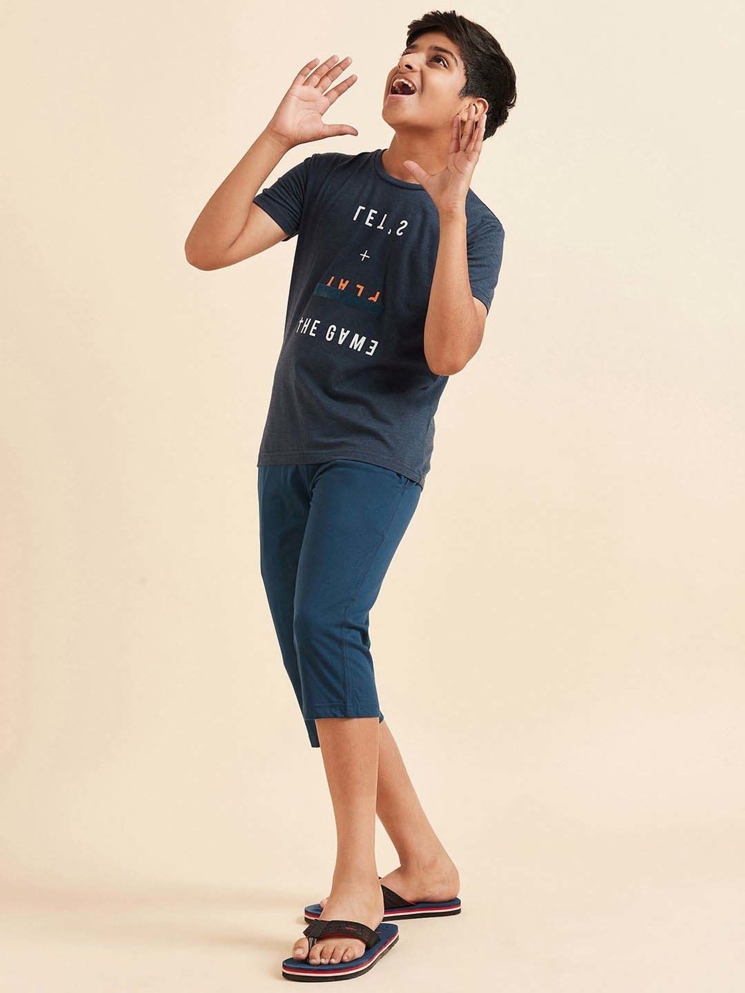 Sweet Dreams Kids Navy Cotton Printed T-Shirt Set