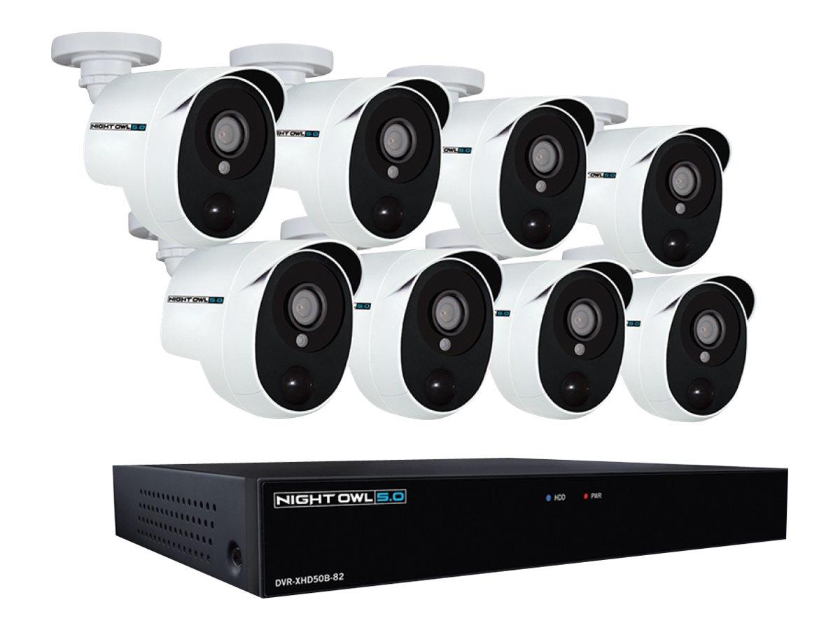 Night Owl XHD502-88P-B 8 Channel 5MP Extreme HD Video Security DVR & Wired Infrared Cameras with 2 TB HDD, White