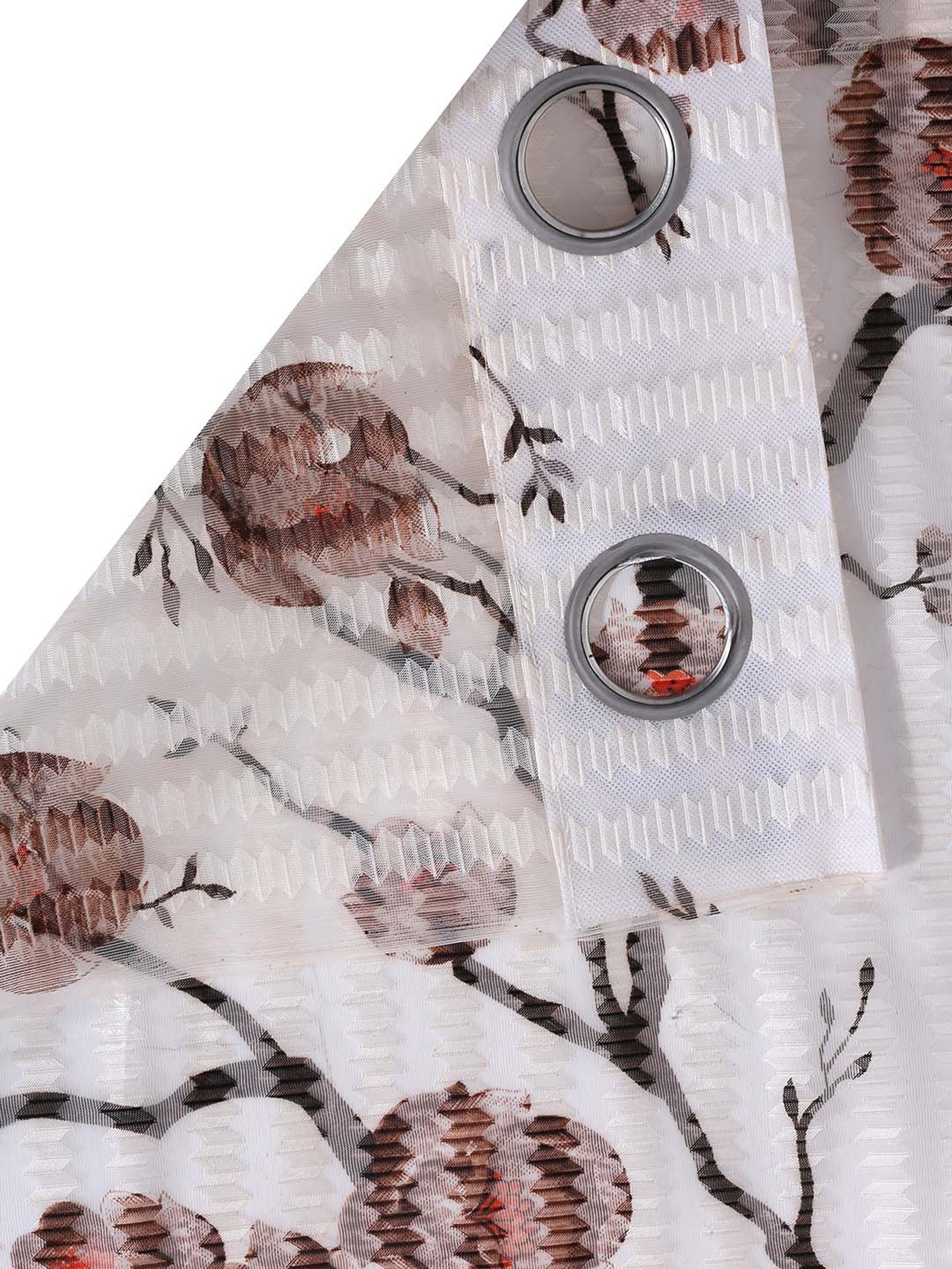 Swayam Cream & Blue Printed Faux Silk Door Curtains - Set of 2