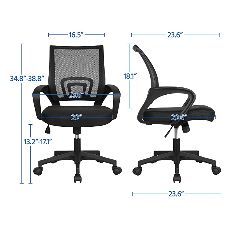 Office Chair Ergonomic Desk Chair MidBack Big Computer Chair Mesh Swivel Chair with Lumbar Support