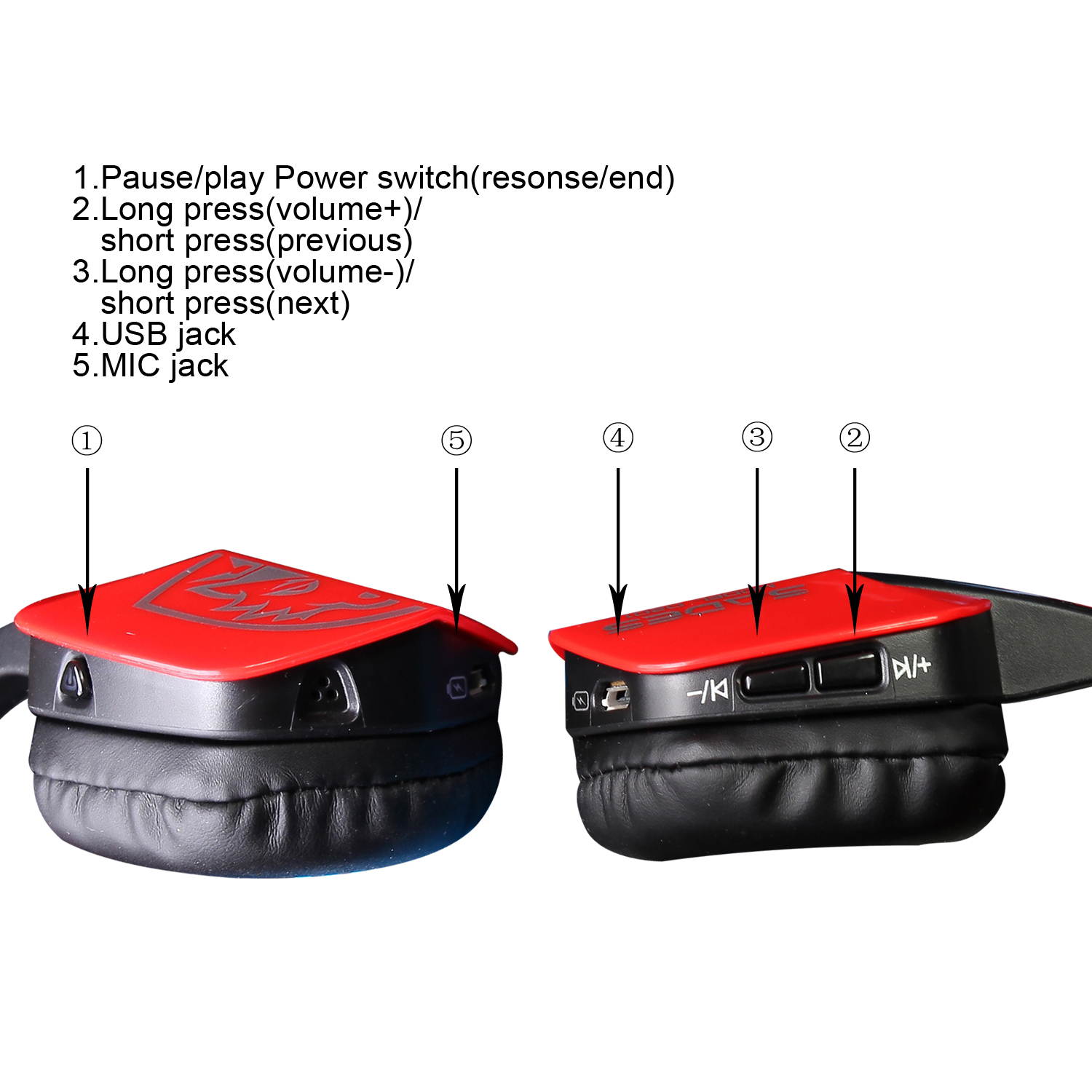 Sades D201 4.1 Bluetooth Headset Stereo Gaming Headphones with Mic Jack on Ear for PC Laptop and Other Smart Phones(Black/Red)