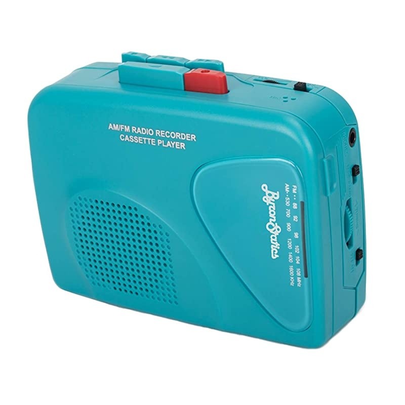 Cassette Player FM Am Radio Walkman Portable Cassette Converter Automatic Stop System Protect Cassette Tape Mic Recorder 2 AA Battery or USB Power Supply Belt clip with Headphone Teal