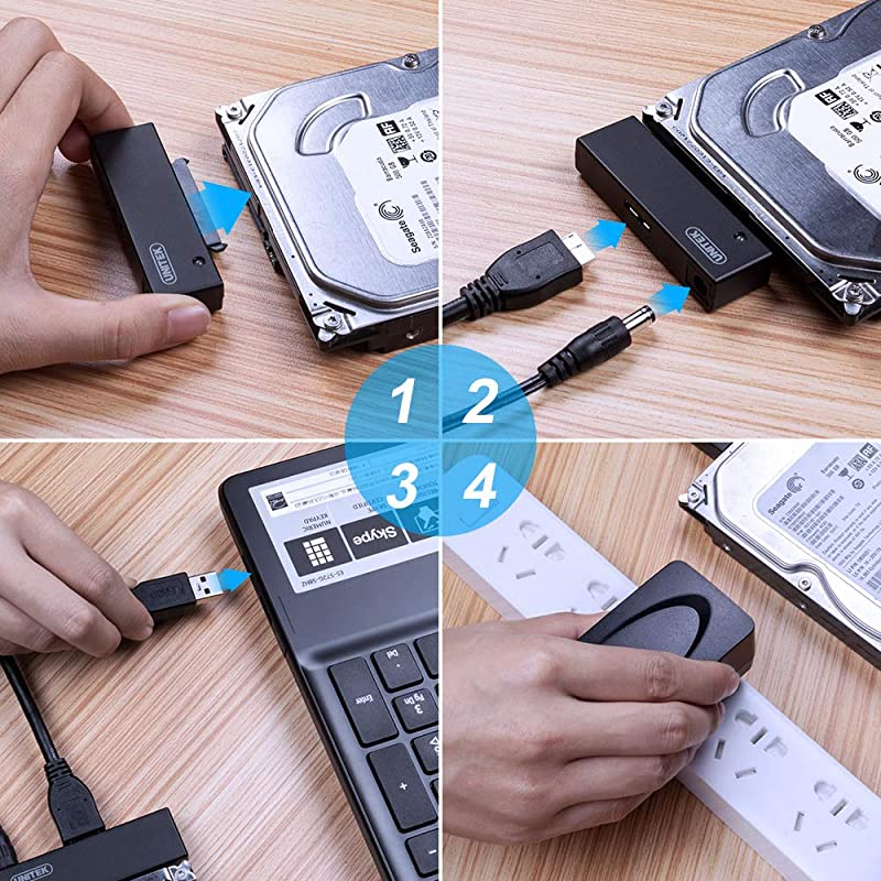 USB 30 To SATA Converter Adapter Cable For 25 35 Inch Hard Drive Disk With 12V2A Power Adapter