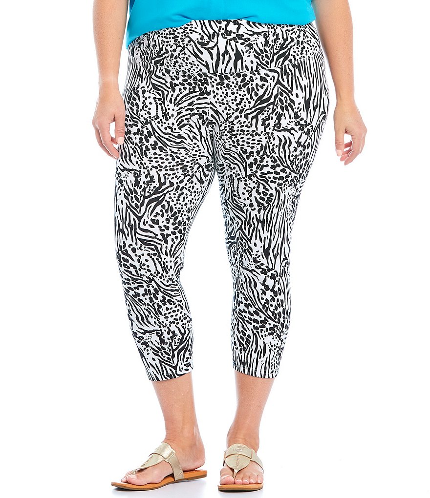 Intro Plus Size Solid Double Knit Tummy Control Leggings