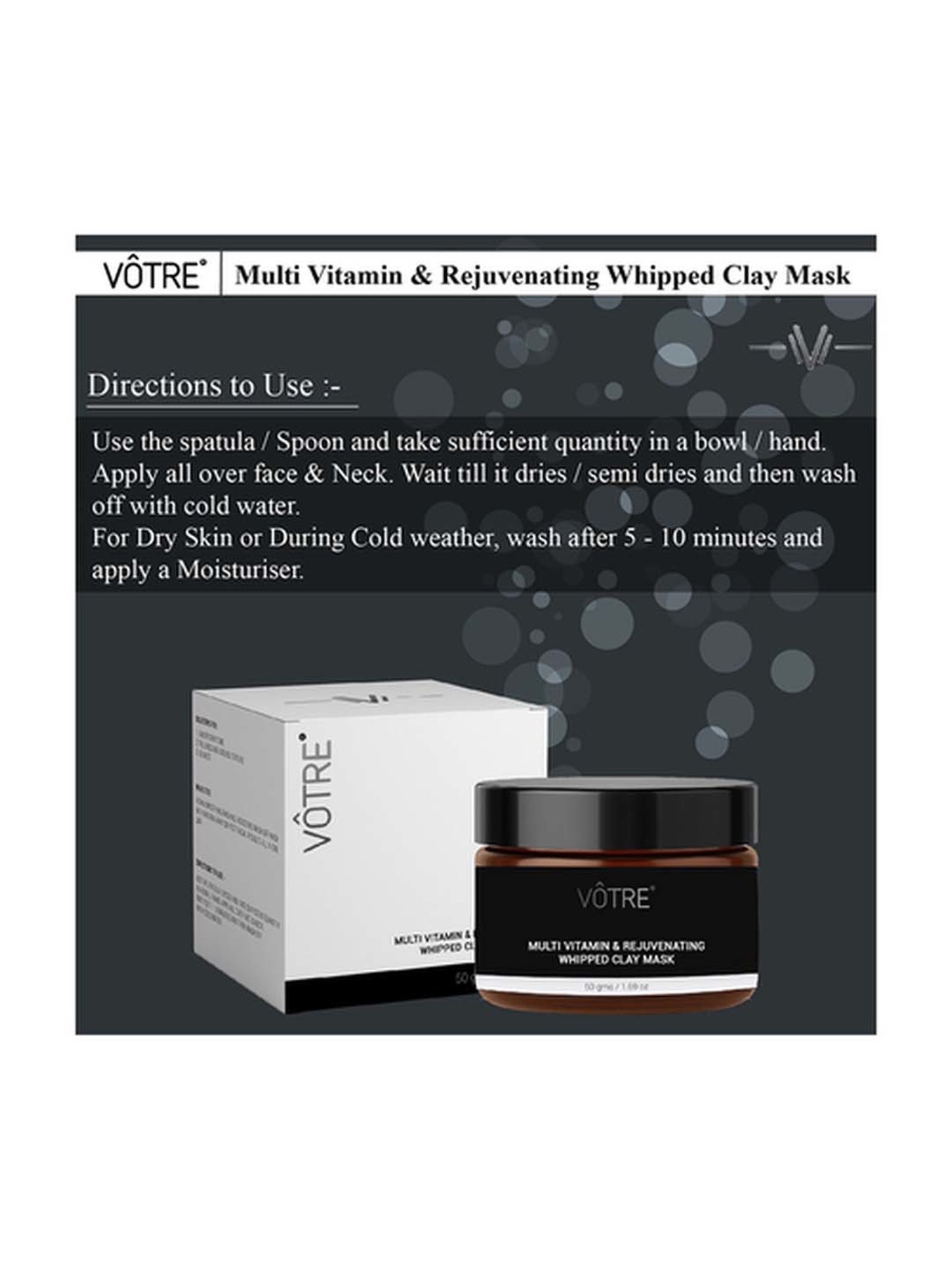 Votre Multi Vitamin & Rejuvenating Whipped Clay Mask - 50 gm