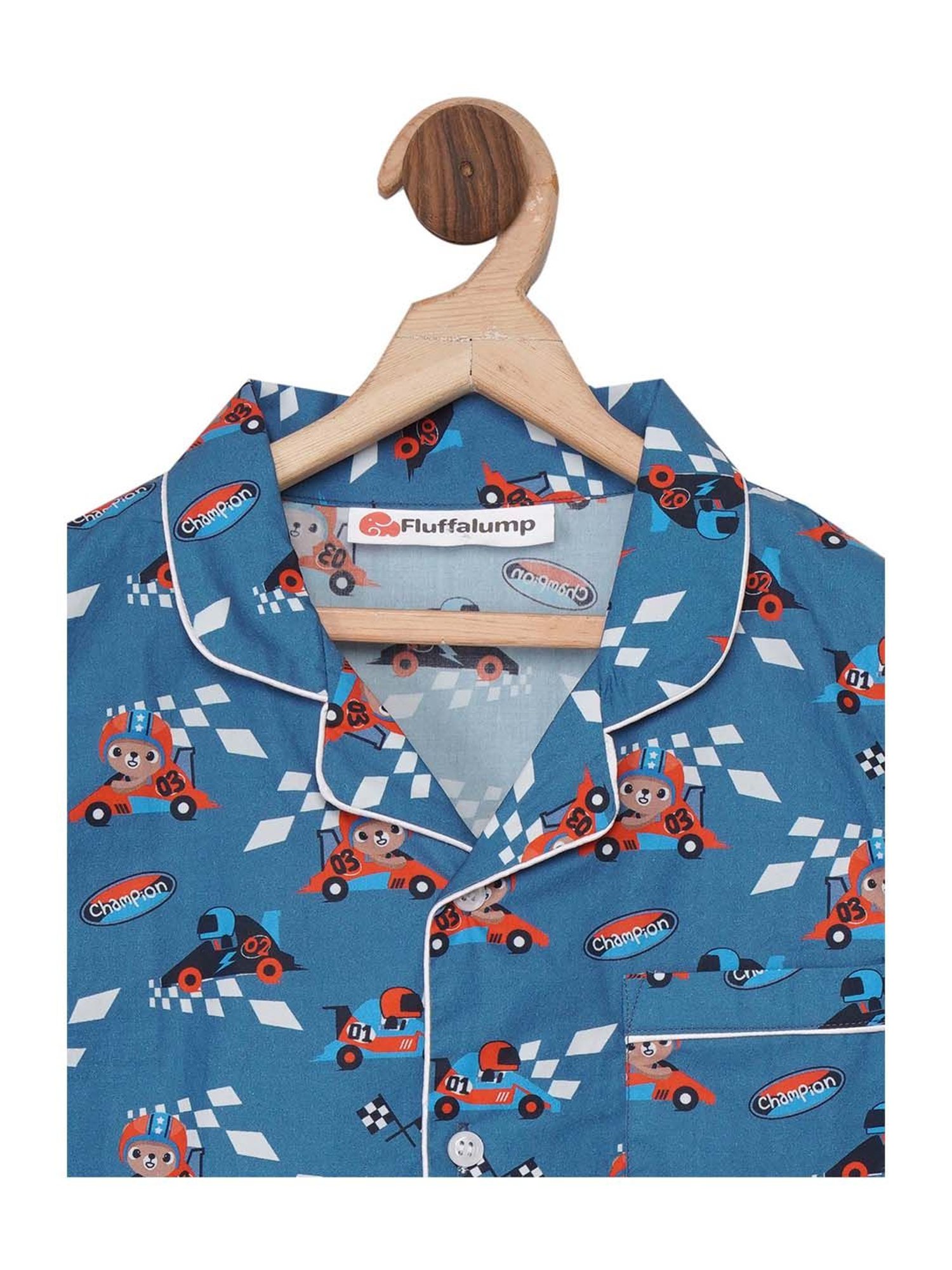 Fluffalump Boys Multicolor Cotton Printed Nightwear Top & Pants Set