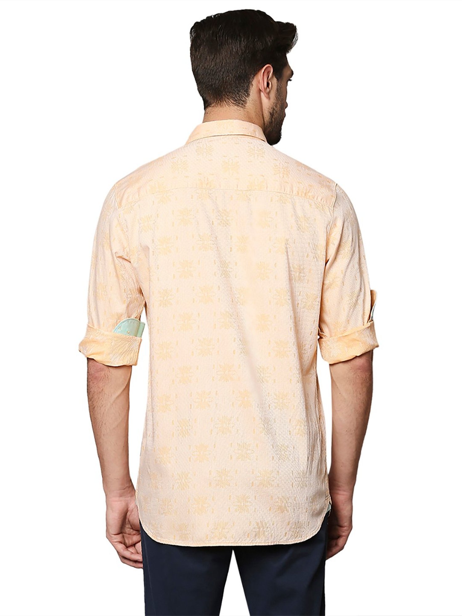 Raymond Yellow Regular Fit Textured Shirt
