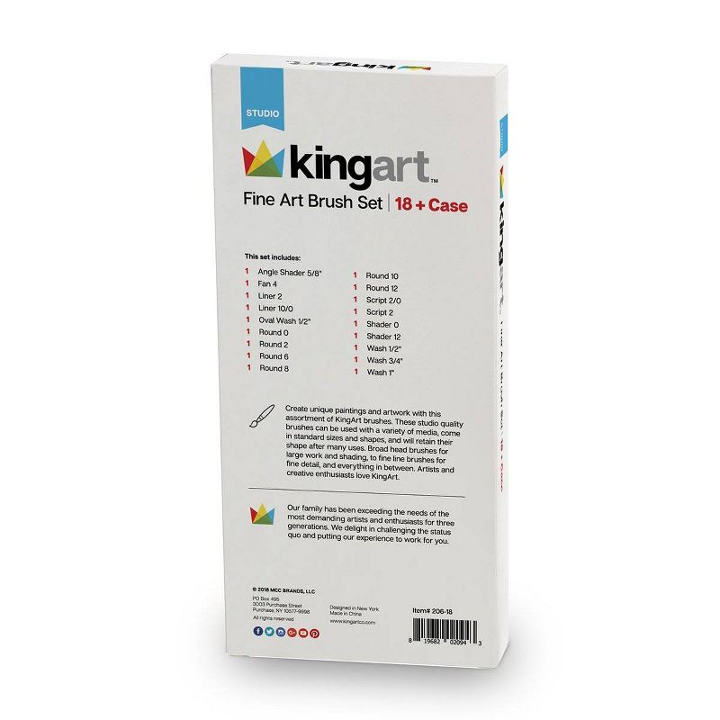 Kingart 18ct Fine Art Brush Set and Case