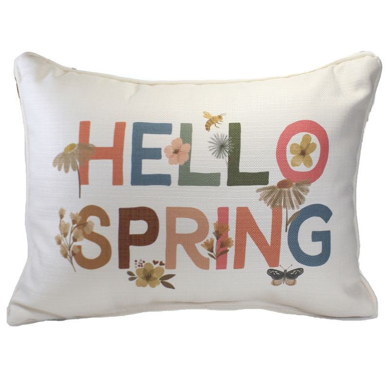 Home Decor 14.0" Hello Spring Woodland Pillow Floral Lumbar  -  Decorative Pillow