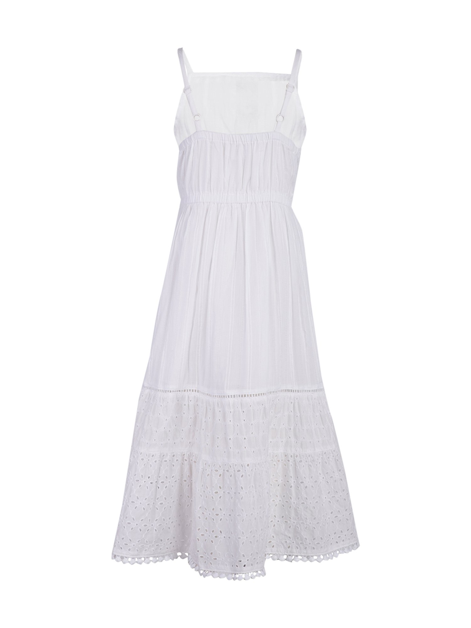 A Little Fable Kids Harmony White Cotton Self Pattern Dress