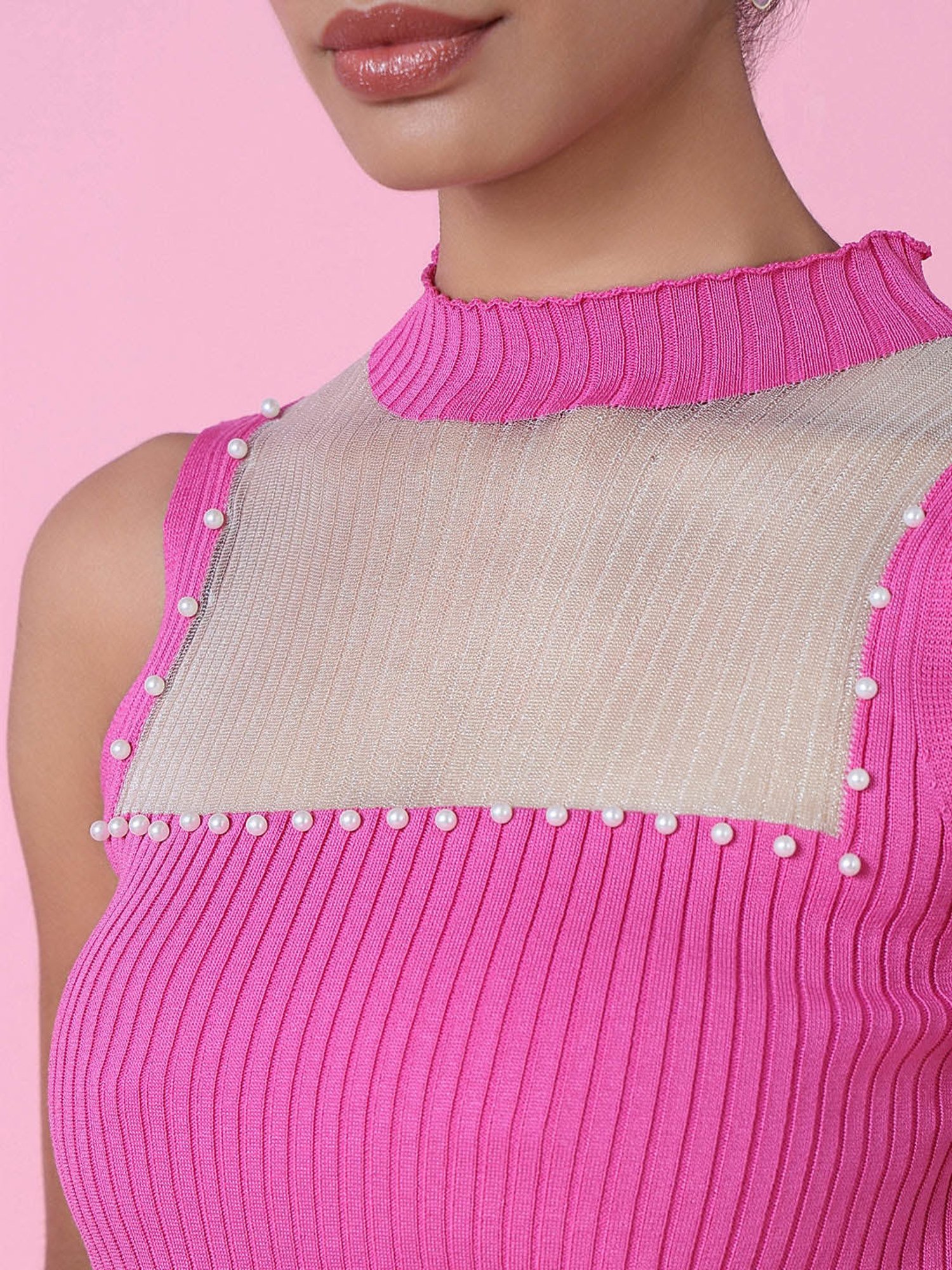 SHOWOFF Pink Embellished Top