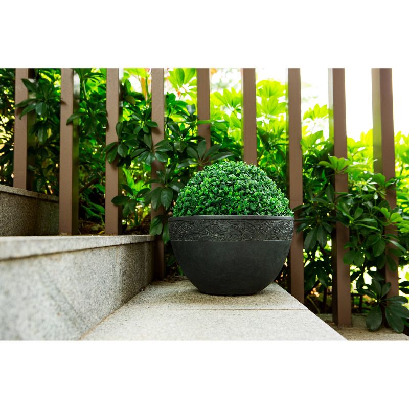 11.8" Kante Lightweight Traditional Bowl Concrete Planter Charcoal Black - Rosemead Home & Garden, Inc.