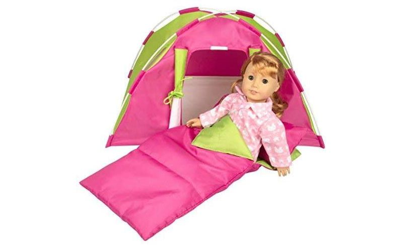 Dress Along Dolly Camping Bed Tent with Sleeping Bag and Pillow for American Girl Doll