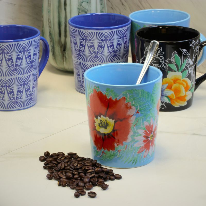 Gibson Home Floral Garden 6 Piece 23 Ounce Assorted Ceramic Cup Set