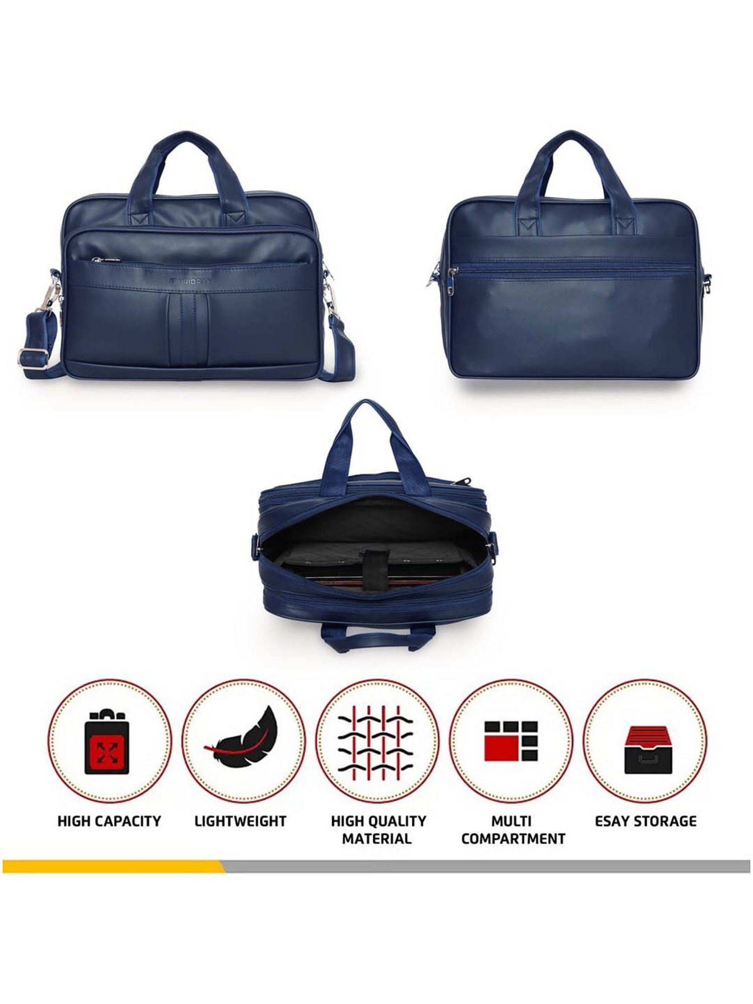 Priority Navy Synthetic Medium Messenger Bag