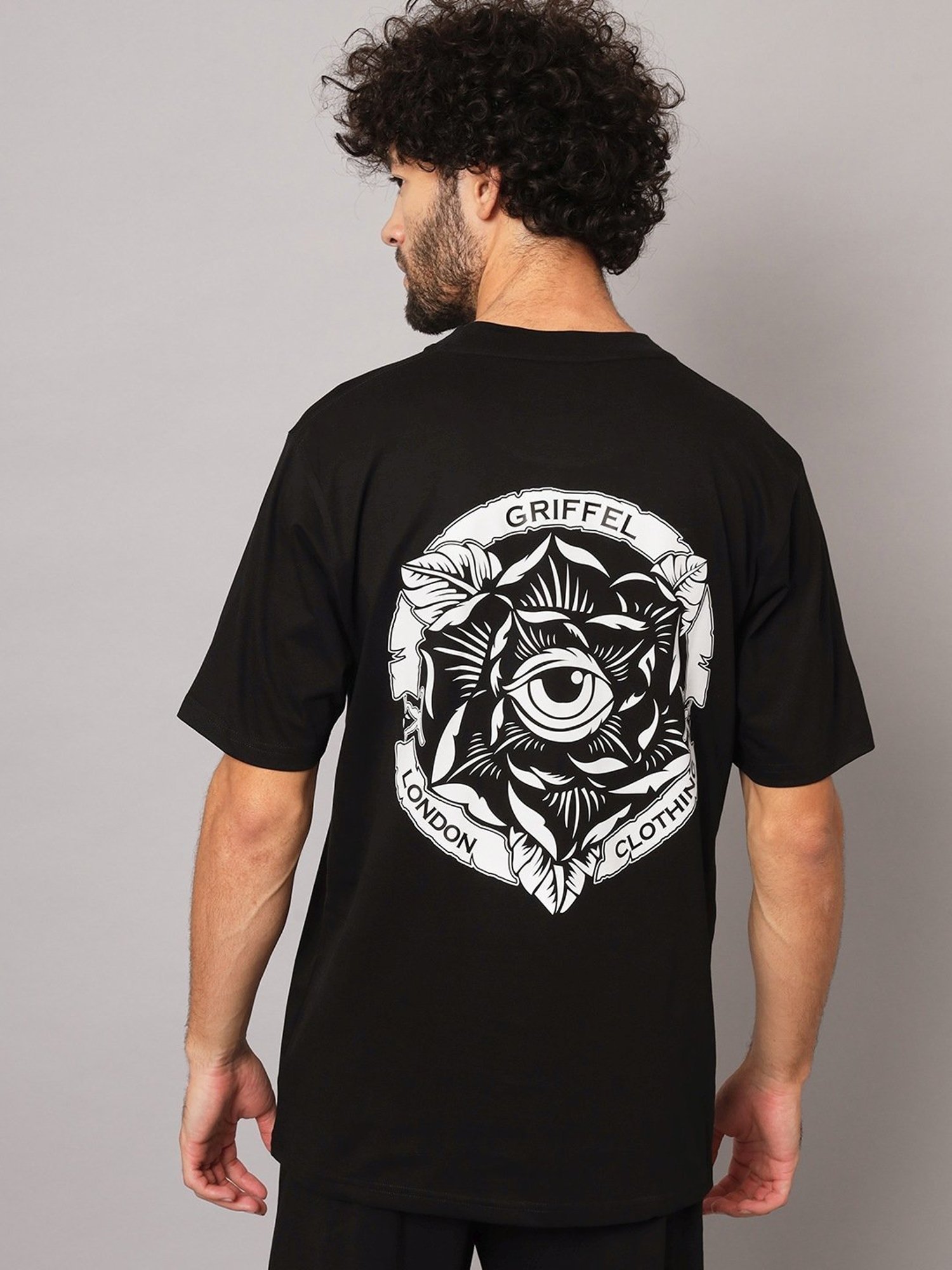 Griffel Black Cotton Loose Fit Printed Co-Ord Set