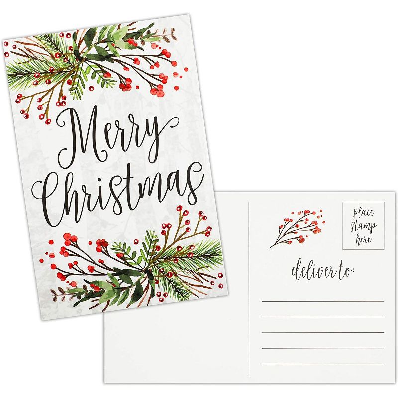 Pipilo Press 96-Pack Merry Christmas Mistletoe Postcards, Blank Holiday Notecards (4 x 6 Inches)