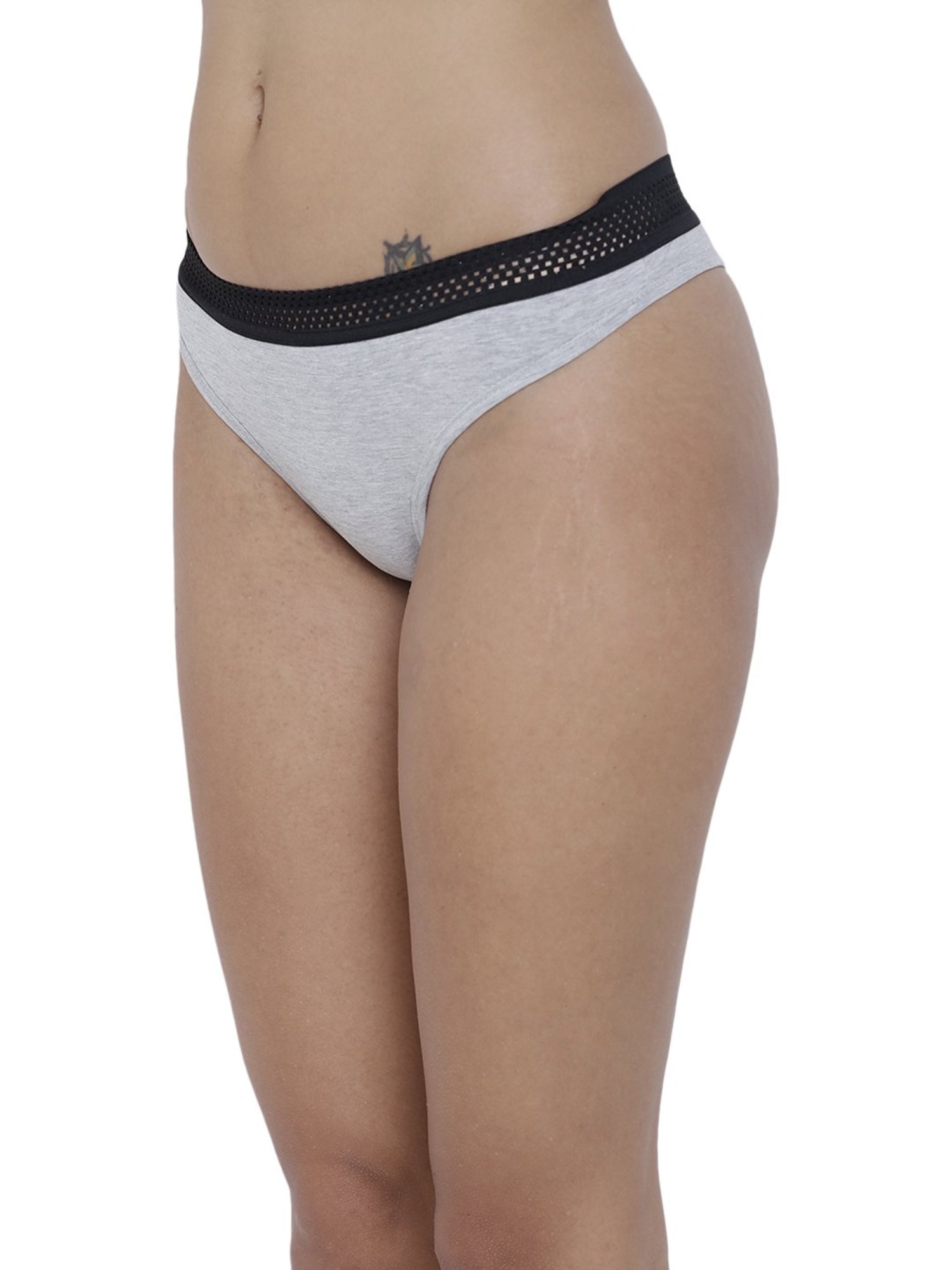 BASIICS by La Intimo Grey Melange Thong Panty
