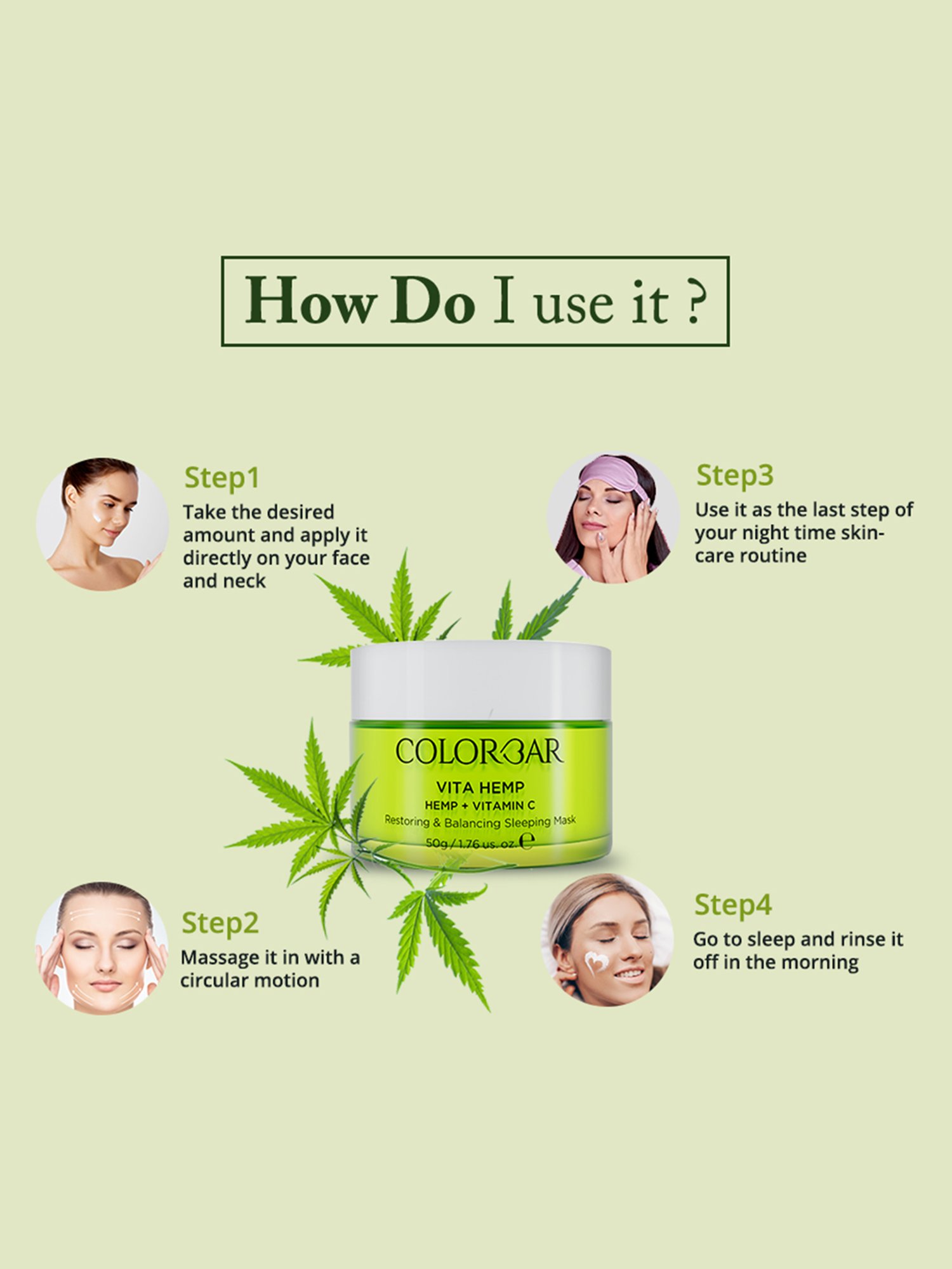 Colorbar Vita Hemp Restoring & Balancing Sleeping Mask - 50 gm