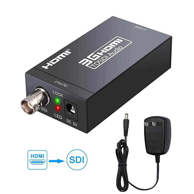 HDMI to SDI HDMI to SDI Converter Full HD 1080P HDMI SDI Adapter Audio Video Converter with DC 5V 1A Power Adapter Support SDIHDSDI3GSDI Signals for Camera Home Theater