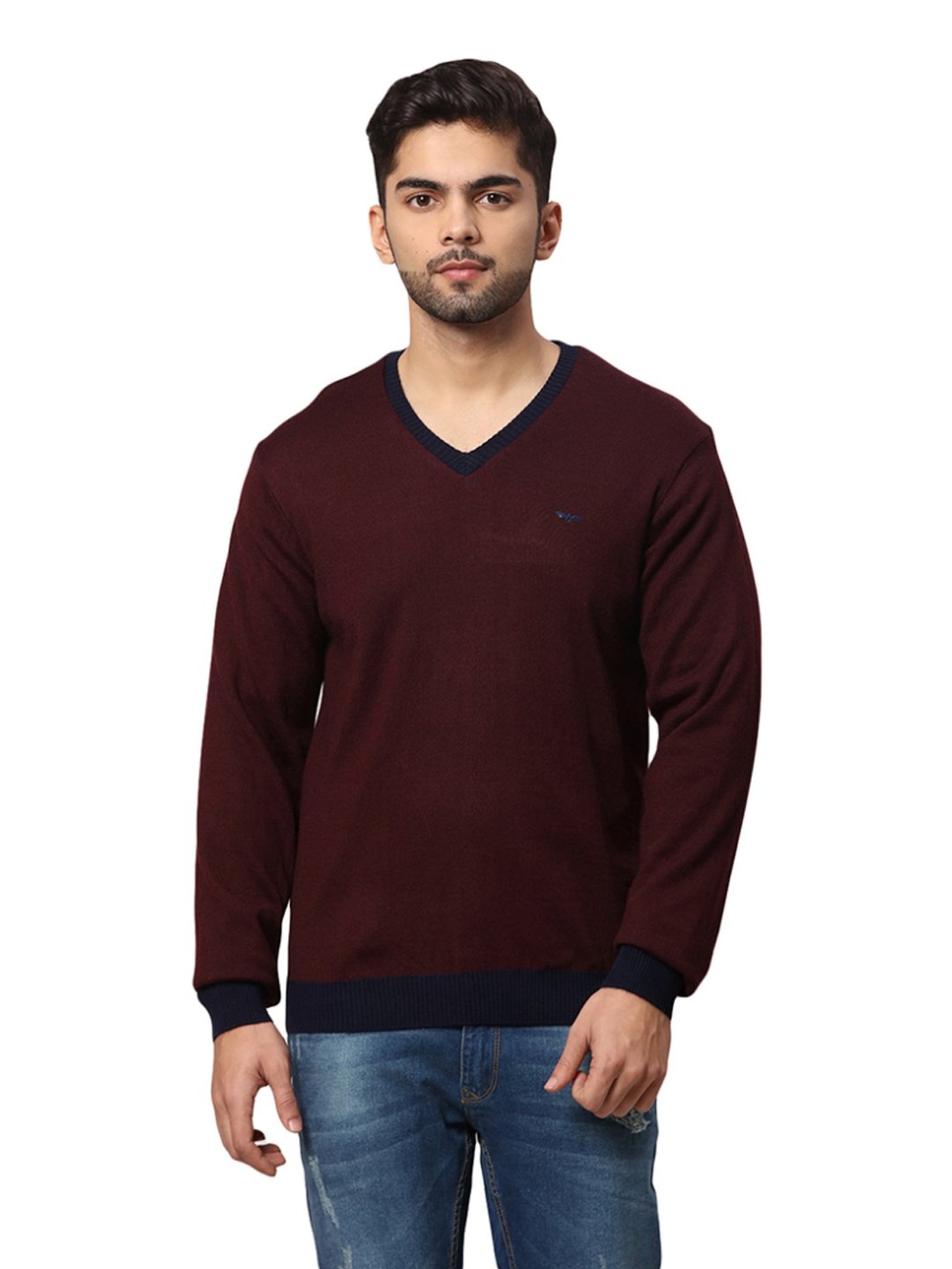 Park Avenue Blue Regular Fit Reversible Sweater