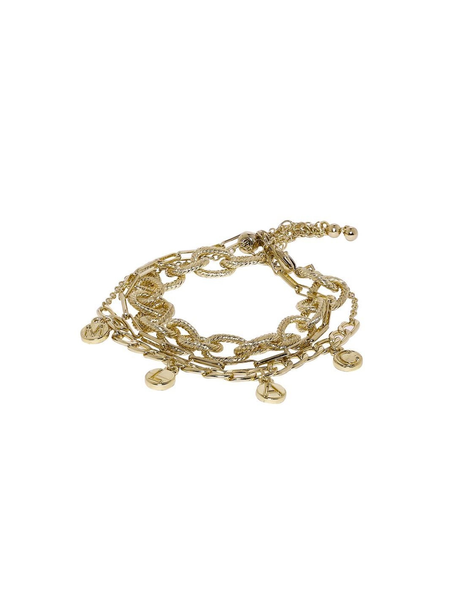 OOMPH Link Chain Multi Layer Stylish Latest Bracelet for Women - Set of 3