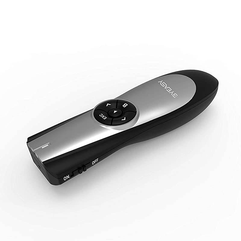 Wireless Presenter  RF 24GHz Presentation Clicker Remote 100 FT USB PowerPoint PPT Clicker with Red Laser Pointer Volume Control for Google Slides Black
