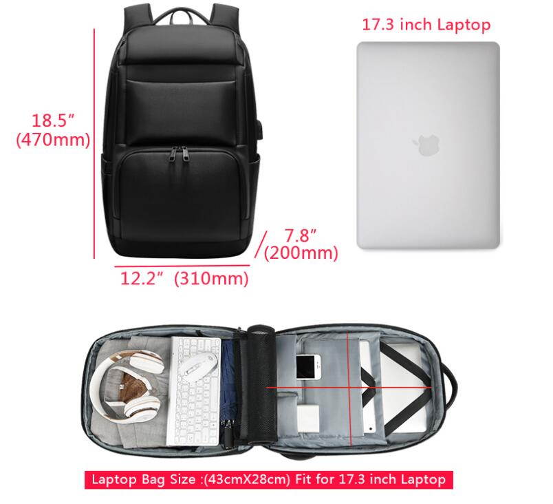 LUOM Laptop Backpack 17.3 Inch, Water Resistant Travel Backpack for Men Women Luggage Rucksack Hiking Knapsack College Shoulder Backpack Fits 17-17.3 Inch Laptop Notebook Computer, Black