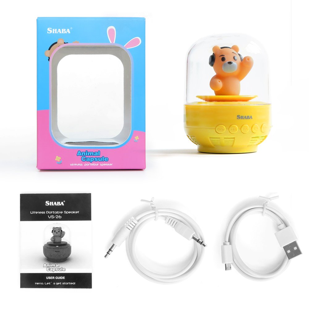 SHABA Speaker for kids, bell Jar animal pet mini Bluetooth speaker with microphone, wireless cute musical toys for Party, home, bedroom, office(Blue Prince Bunny), Gift for Kids