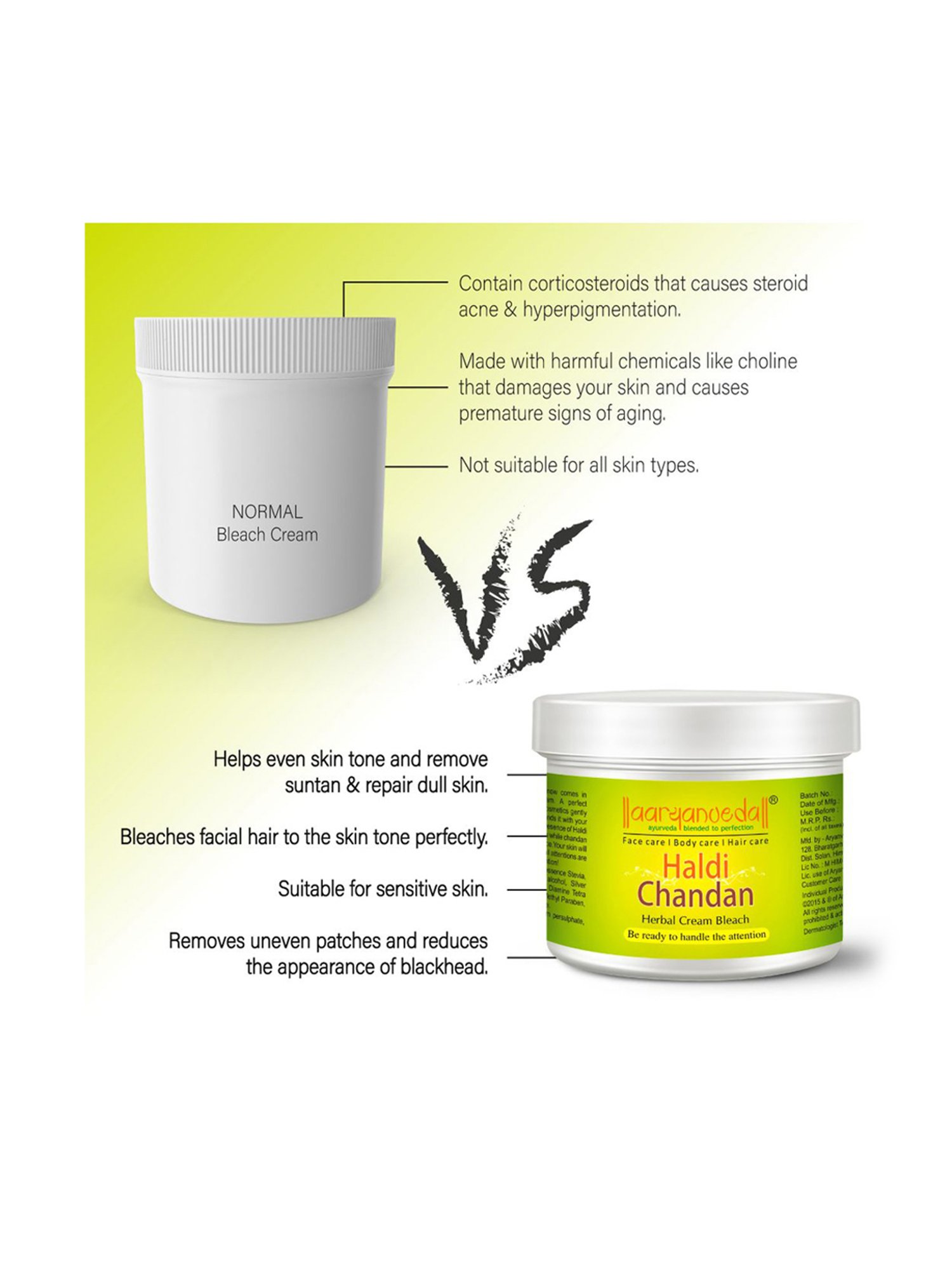 Aryanveda Haldi Chandan Herbal Bleach Cream (Pack of 10)