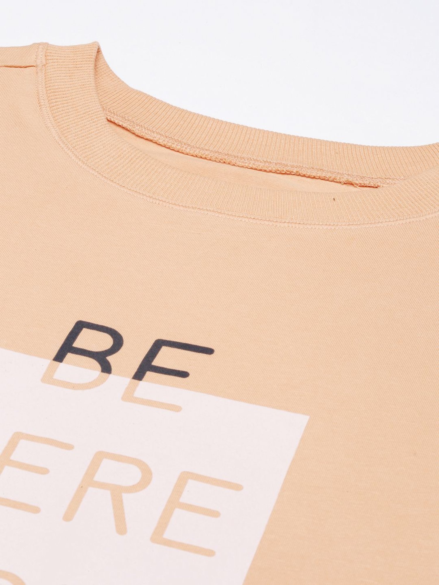 Enamor Peach Cotton Graphic Print Sports T-Shirt