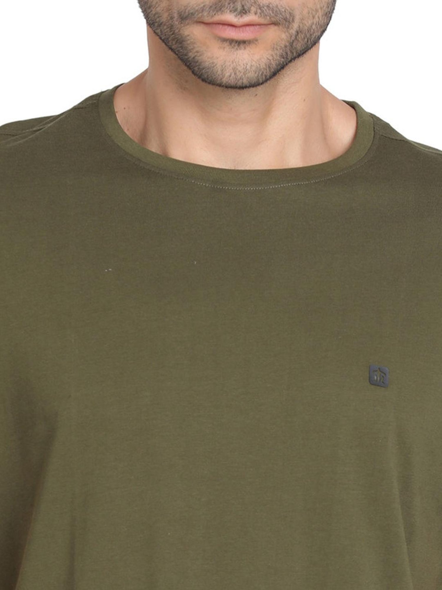 Turtle Green Cotton Slim Fit T-Shirt