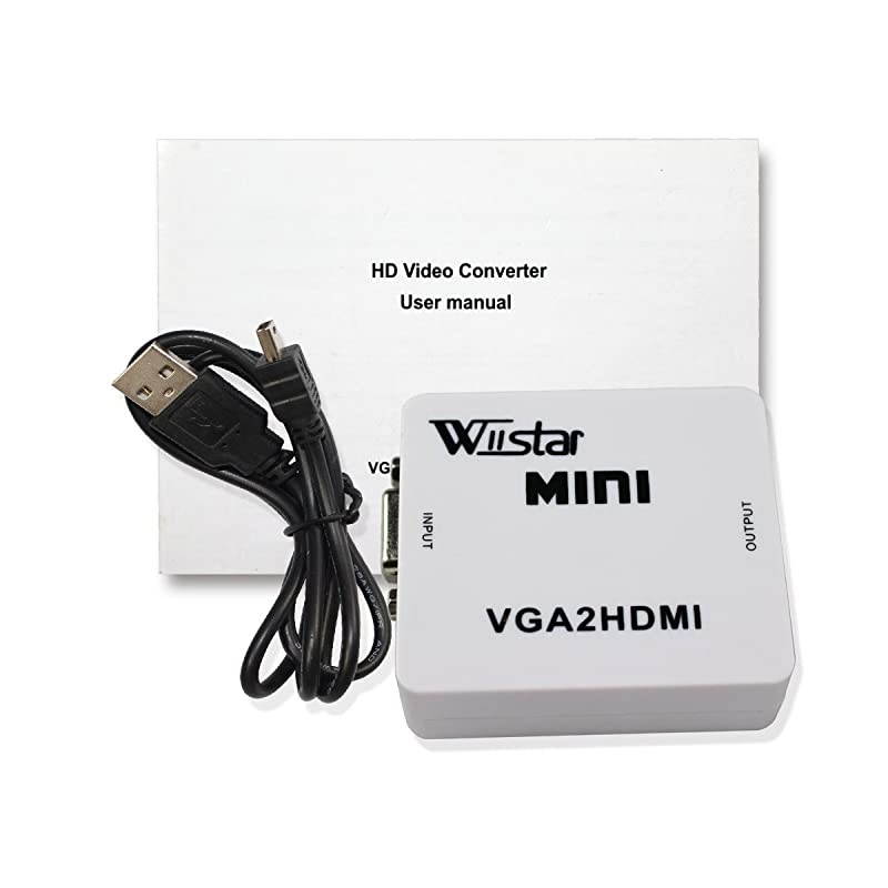 VGA to HDMI Converter 35 Audio Video Adapter Full HD 1080P VGA2HDMI for PC Laptop Dispaly Projector White