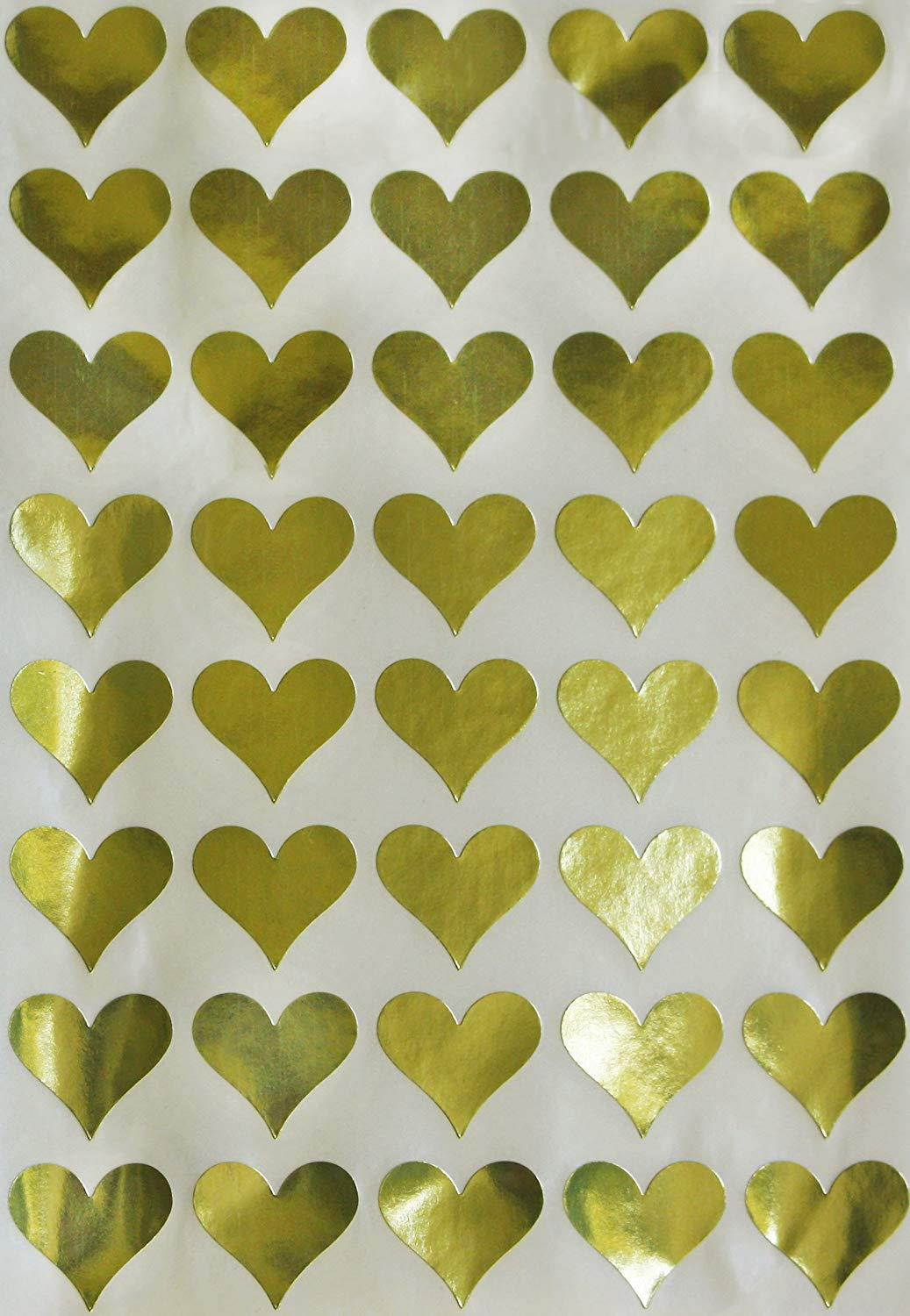 Gold Heart Metallic Sticker Envelope Seals - Gold Color coding labels Permanent adhesive - 200 pack