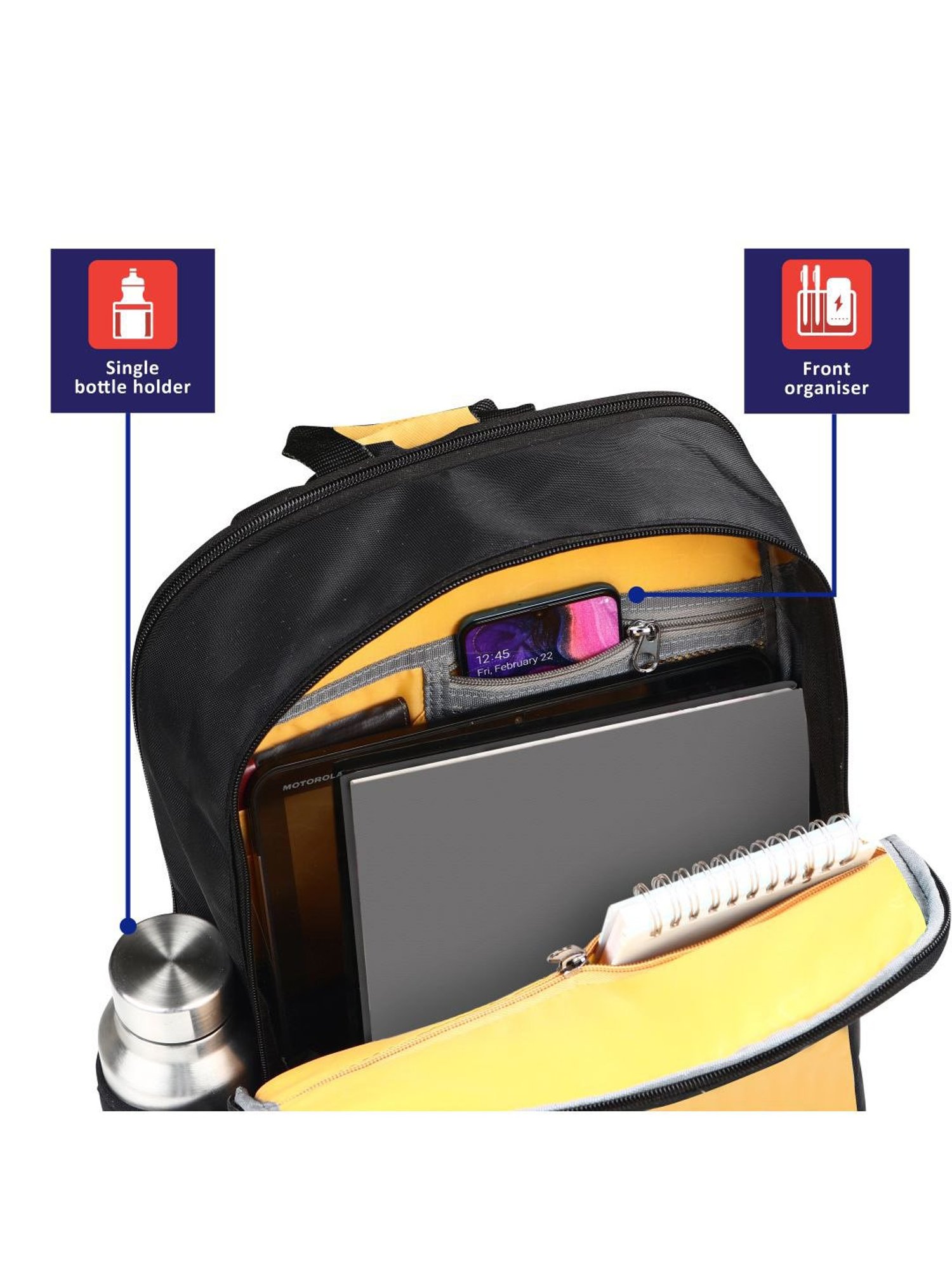 Lavie Sport Chairman Yellow Polyester Solid Laptop Backpack - 24 Ltrs